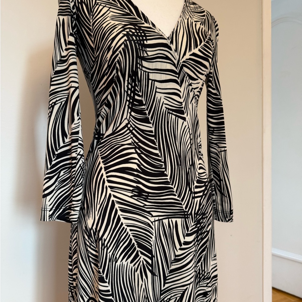 BCBGMaxAzria Black and White Long Sleeve Dress
